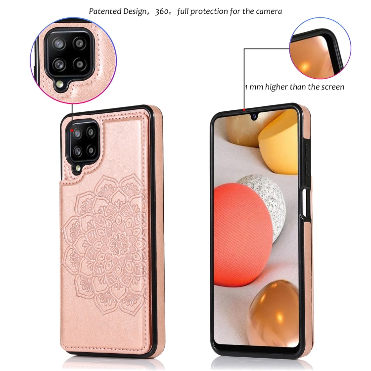 For Samsung Galaxy A12 Double Buckle Mandala PU+TPU Phone Case