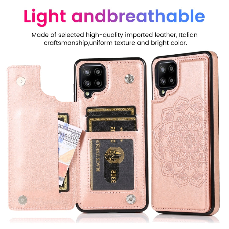 For Samsung Galaxy A12 Double Buckle Mandala PU+TPU Phone Case