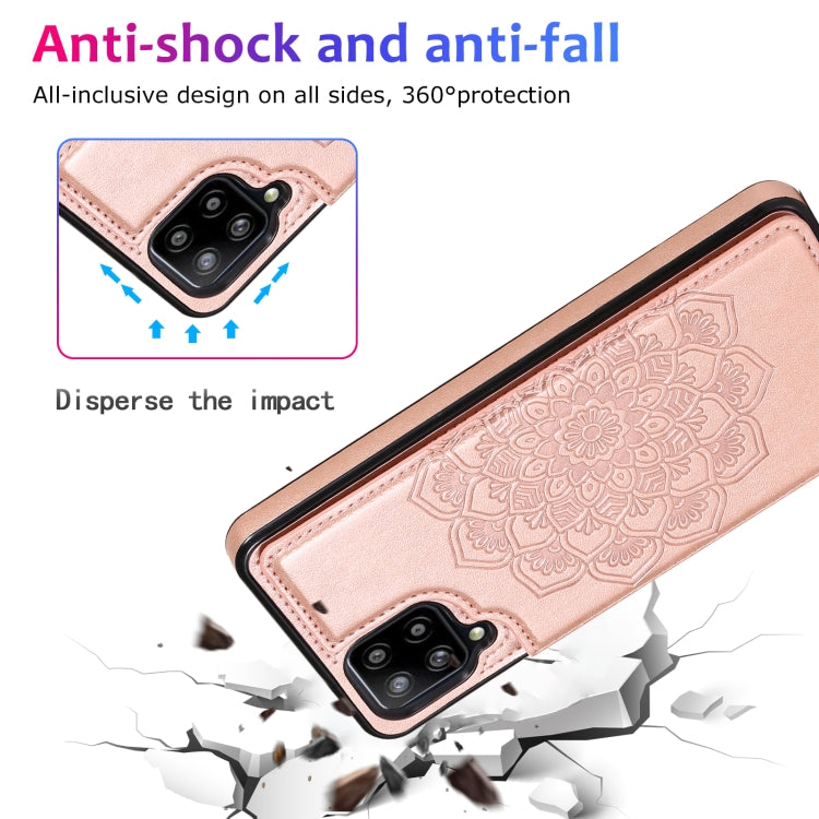 For Samsung Galaxy A12 Double Buckle Mandala PU+TPU Phone Case