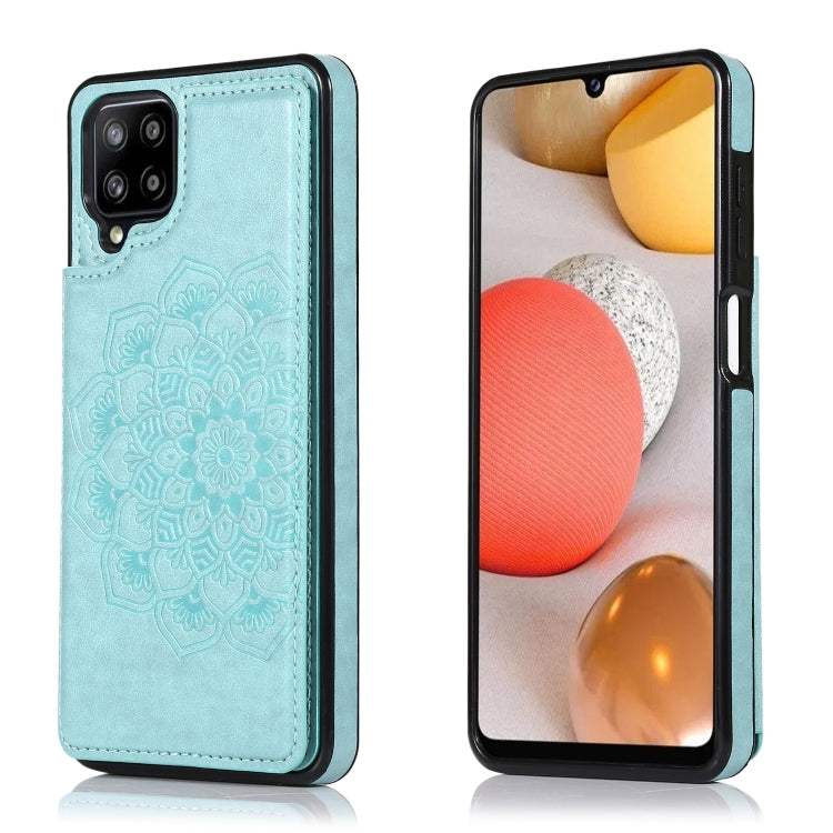 For Samsung Galaxy A12 Double Buckle Mandala PU+TPU Phone Case
