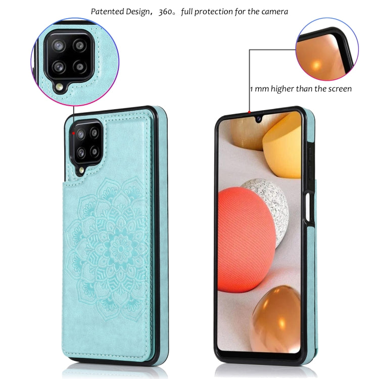 For Samsung Galaxy A12 Double Buckle Mandala PU+TPU Phone Case