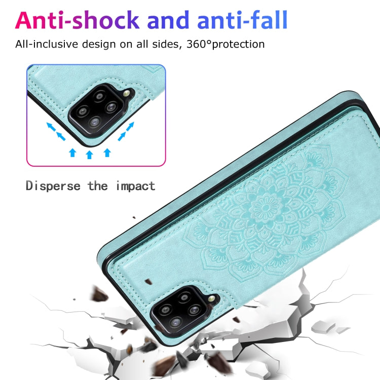 For Samsung Galaxy A12 Double Buckle Mandala PU+TPU Phone Case