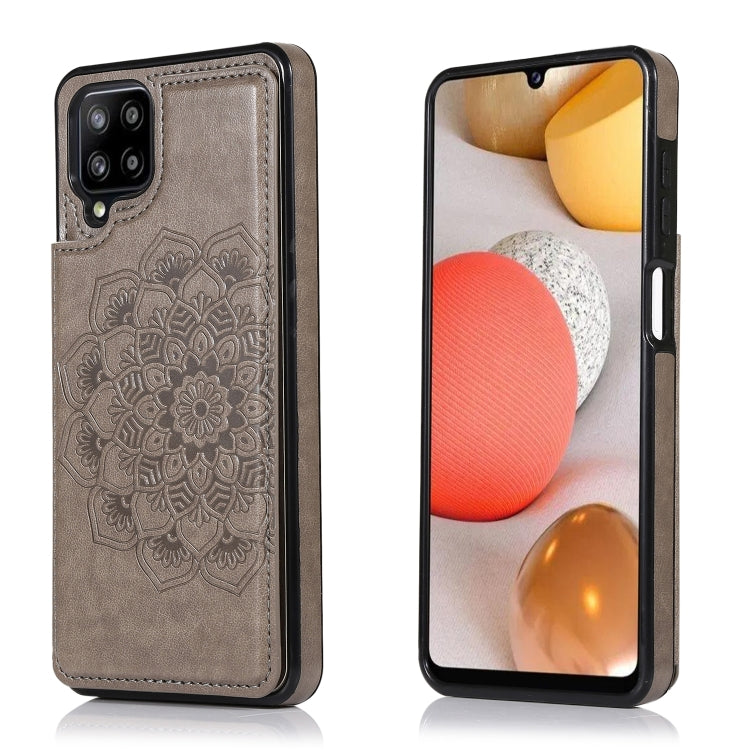 For Samsung Galaxy A12 Double Buckle Mandala PU+TPU Phone Case