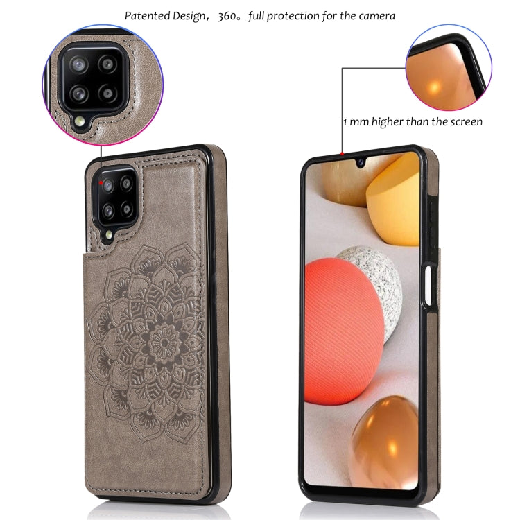 For Samsung Galaxy A12 Double Buckle Mandala PU+TPU Phone Case