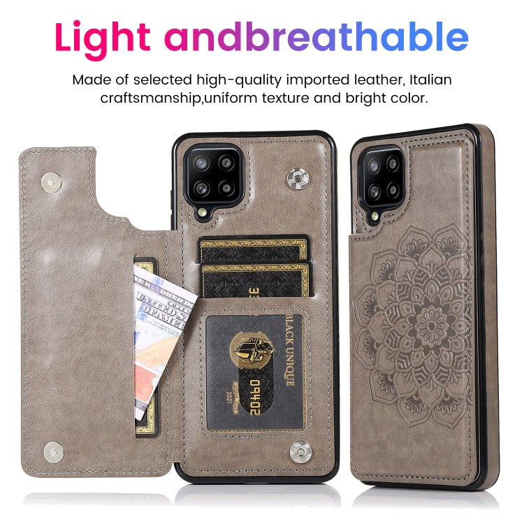 For Samsung Galaxy A12 Double Buckle Mandala PU+TPU Phone Case