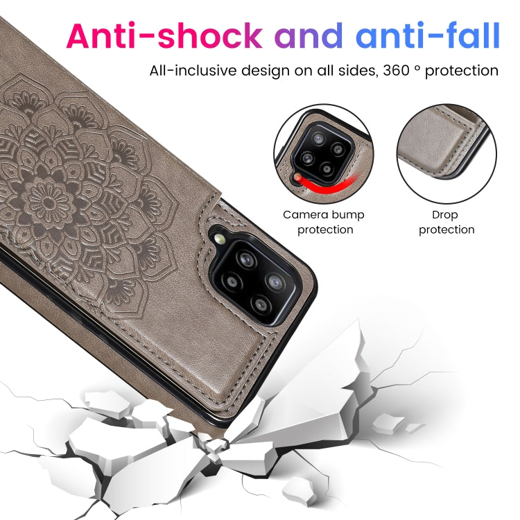 For Samsung Galaxy A12 Double Buckle Mandala PU+TPU Phone Case
