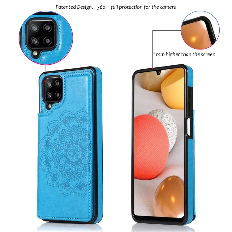 For Samsung Galaxy A12 Double Buckle Mandala PU+TPU Phone Case