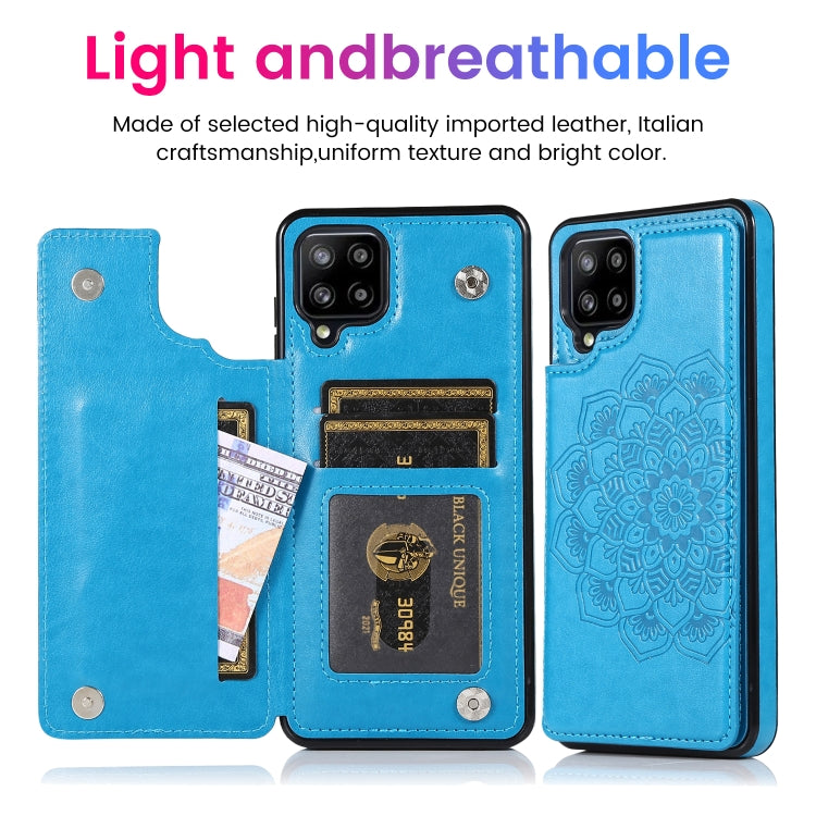 For Samsung Galaxy A12 Double Buckle Mandala PU+TPU Phone Case