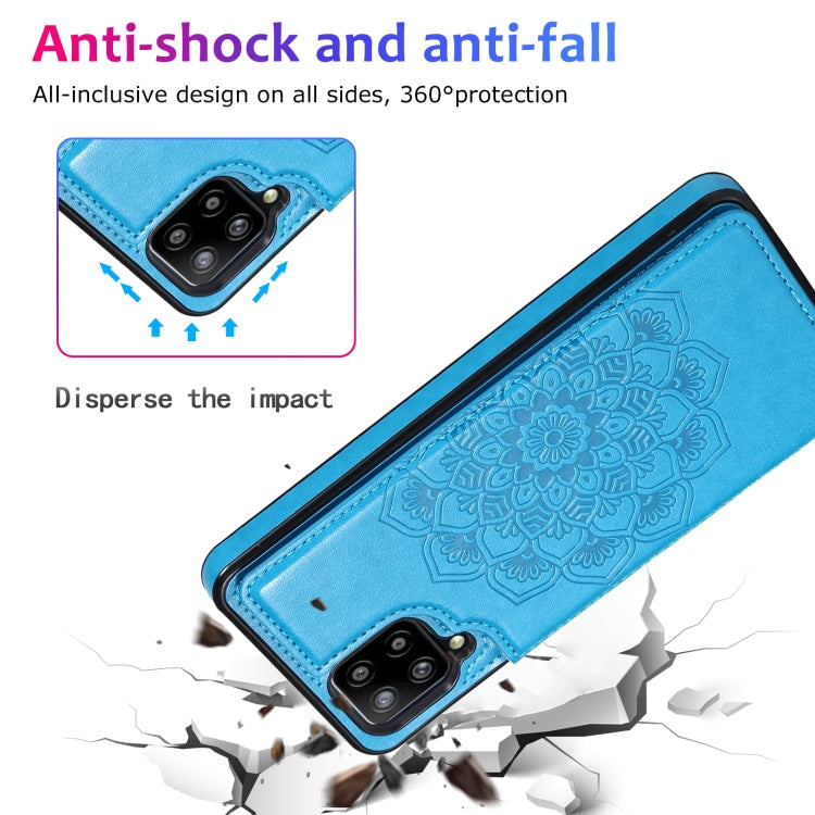 For Samsung Galaxy A12 Double Buckle Mandala PU+TPU Phone Case