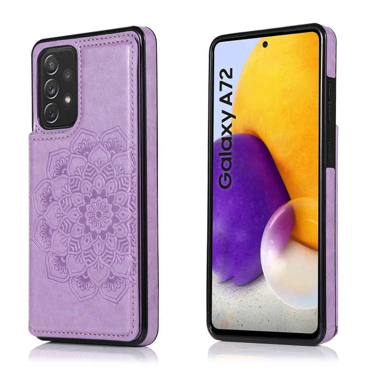For Samsung Galaxy A72 Double Buckle Mandala PU+TPU Phone Case