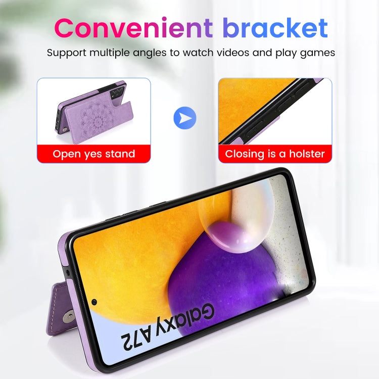 For Samsung Galaxy A72 Double Buckle Mandala PU+TPU Phone Case