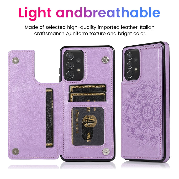 For Samsung Galaxy A72 Double Buckle Mandala PU+TPU Phone Case