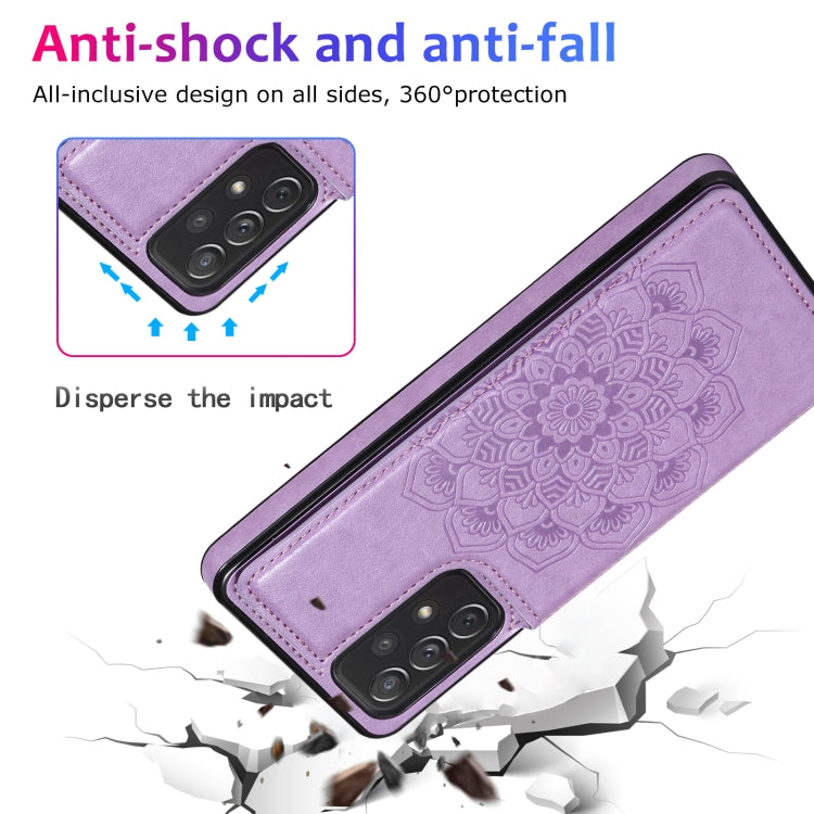 For Samsung Galaxy A72 Double Buckle Mandala PU+TPU Phone Case