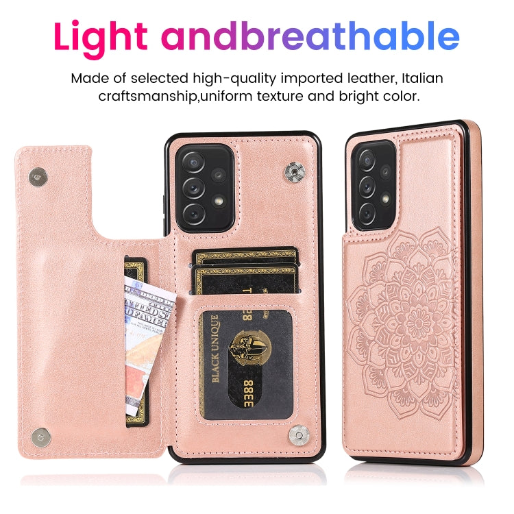 For Samsung Galaxy A72 Double Buckle Mandala PU+TPU Phone Case