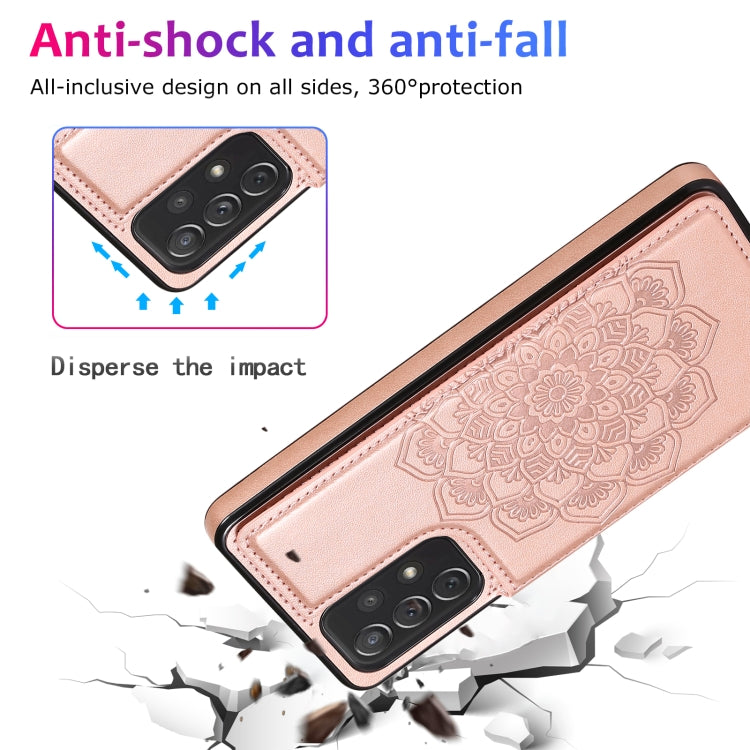 For Samsung Galaxy A72 Double Buckle Mandala PU+TPU Phone Case