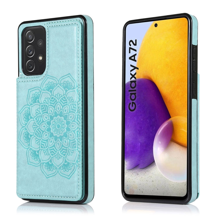 For Samsung Galaxy A72 Double Buckle Mandala PU+TPU Phone Case