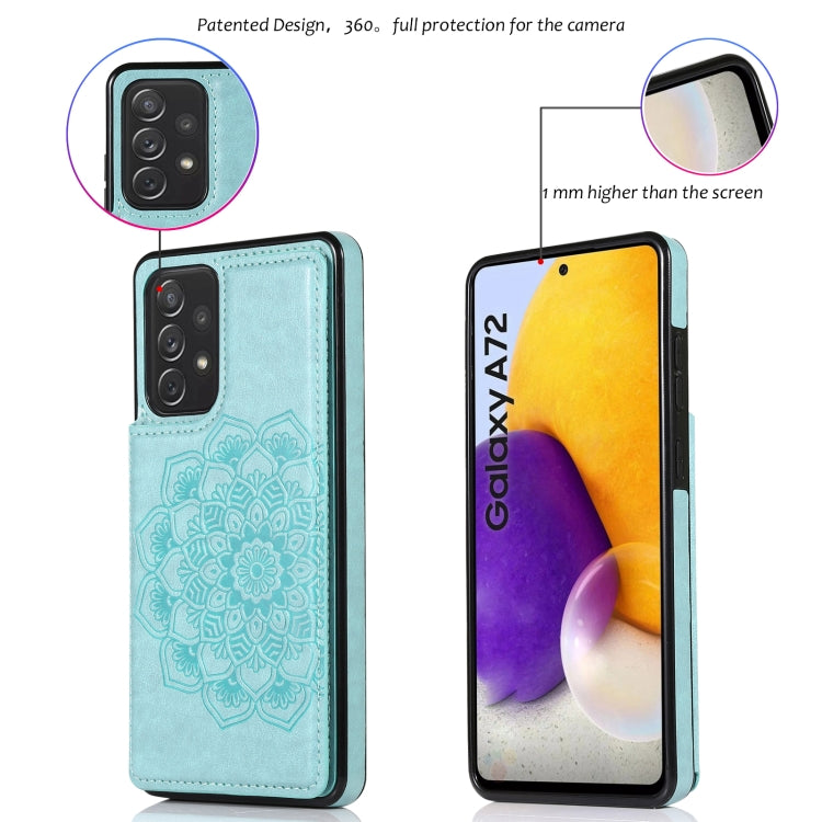 For Samsung Galaxy A72 Double Buckle Mandala PU+TPU Phone Case