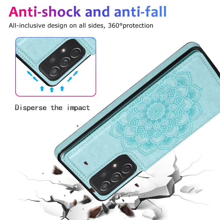 For Samsung Galaxy A72 Double Buckle Mandala PU+TPU Phone Case