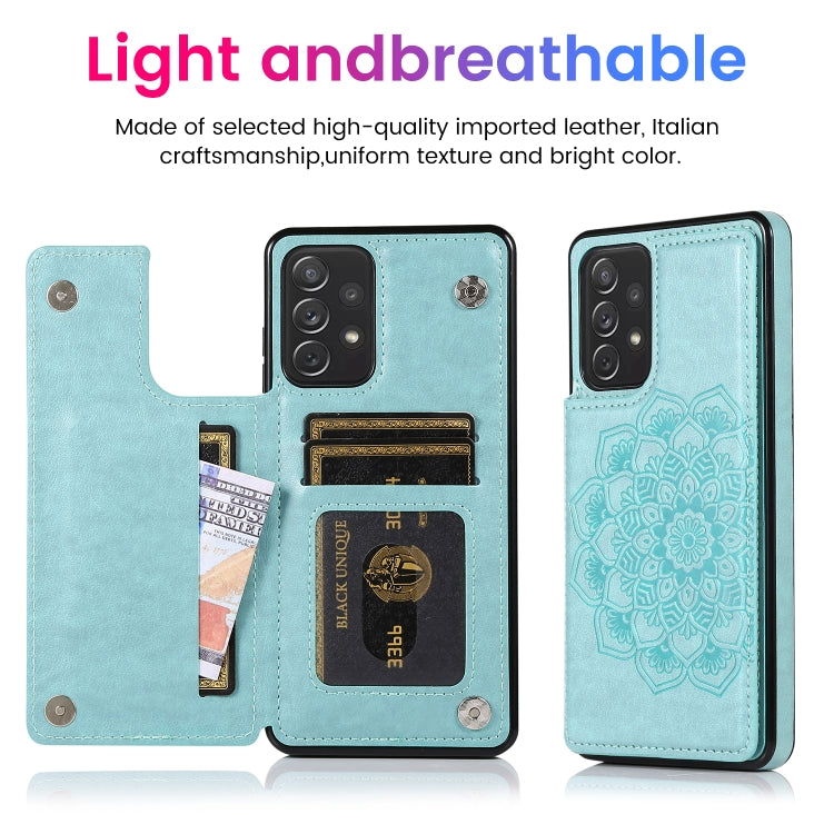 For Samsung Galaxy A72 Double Buckle Mandala PU+TPU Phone Case