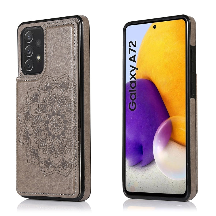 For Samsung Galaxy A72 Double Buckle Mandala PU+TPU Phone Case