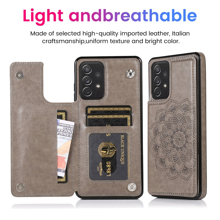 For Samsung Galaxy A72 Double Buckle Mandala PU+TPU Phone Case