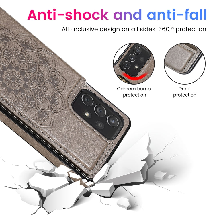 For Samsung Galaxy A72 Double Buckle Mandala PU+TPU Phone Case