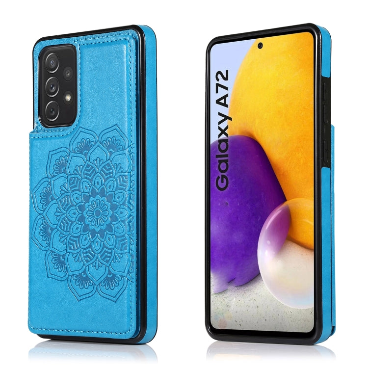 For Samsung Galaxy A72 Double Buckle Mandala PU+TPU Phone Case
