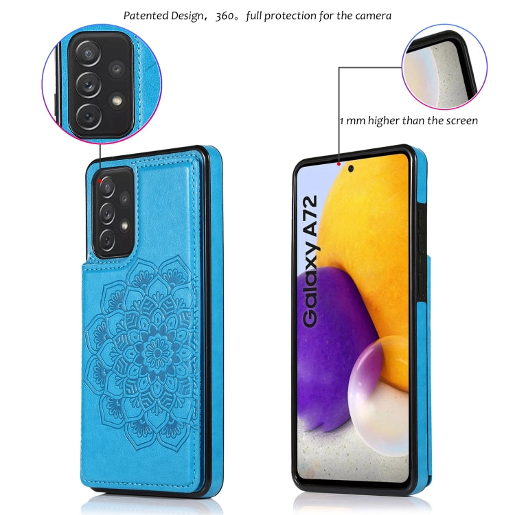For Samsung Galaxy A72 Double Buckle Mandala PU+TPU Phone Case