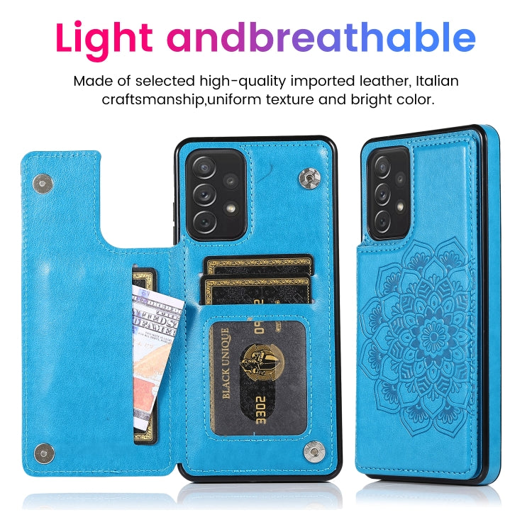 For Samsung Galaxy A72 Double Buckle Mandala PU+TPU Phone Case