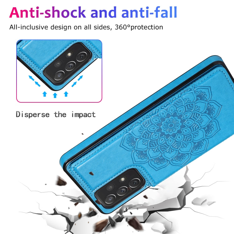For Samsung Galaxy A72 Double Buckle Mandala PU+TPU Phone Case