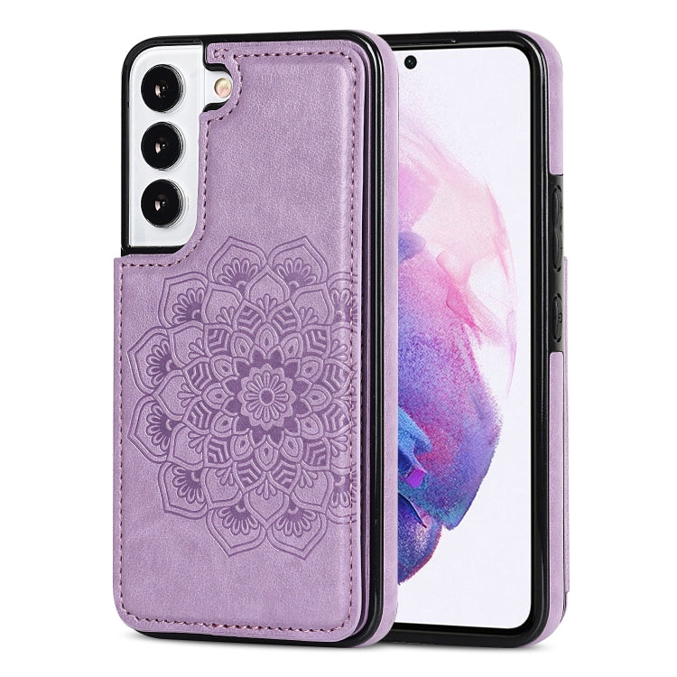For Samsung Galaxy S22 5G Double Buckle Mandala PU+TPU Phone Case