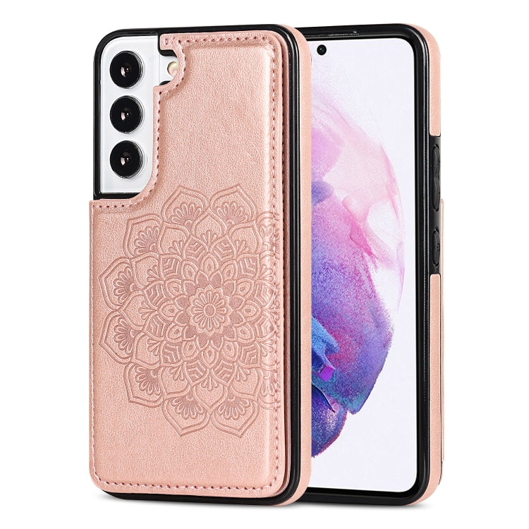 For Samsung Galaxy S22 5G Double Buckle Mandala PU+TPU Phone Case