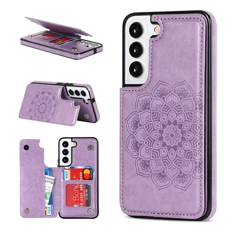 For Samsung Galaxy S22+ 5G Double Buckle Mandala PU+TPU Phone Case