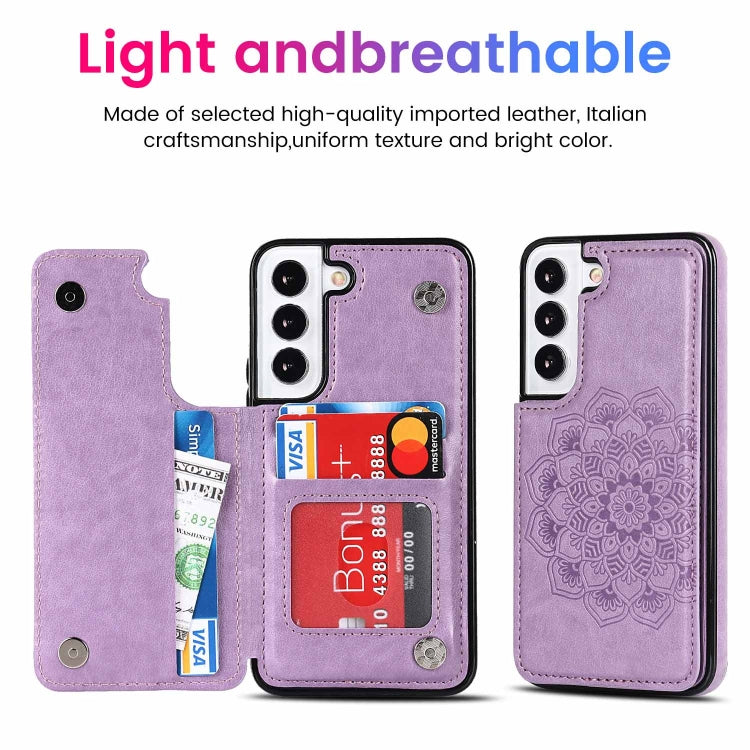For Samsung Galaxy S22+ 5G Double Buckle Mandala PU+TPU Phone Case