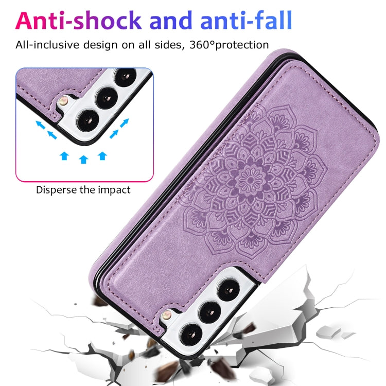 For Samsung Galaxy S22+ 5G Double Buckle Mandala PU+TPU Phone Case