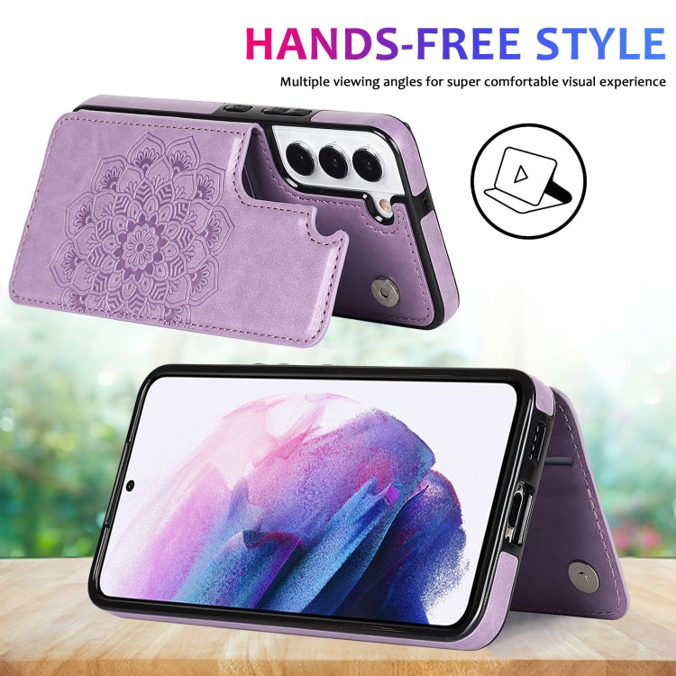 For Samsung Galaxy S22+ 5G Double Buckle Mandala PU+TPU Phone Case
