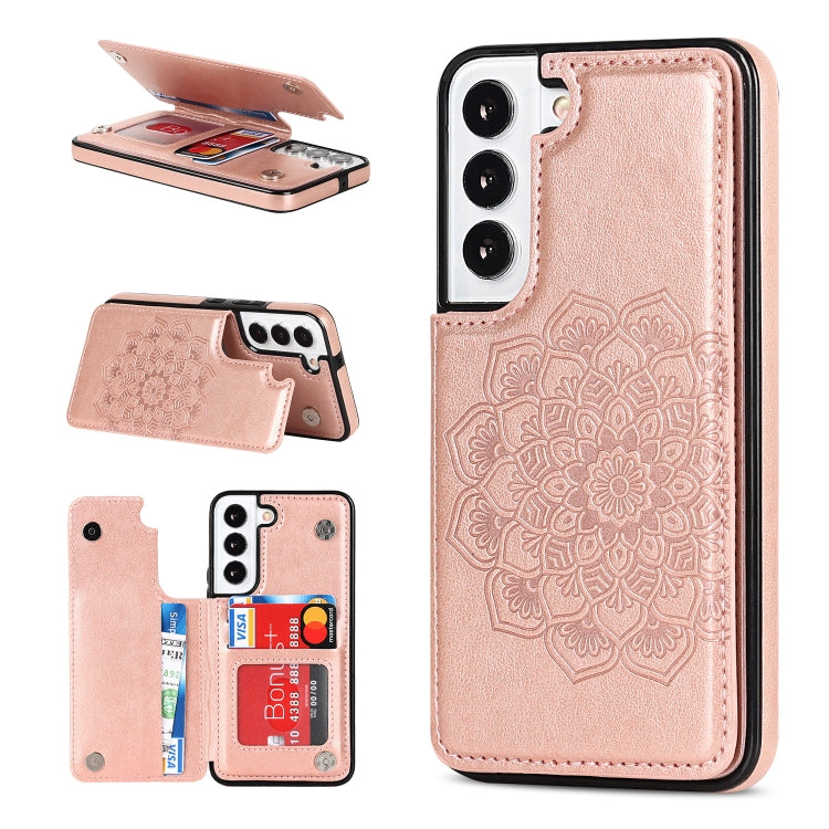For Samsung Galaxy S22+ 5G Double Buckle Mandala PU+TPU Phone Case