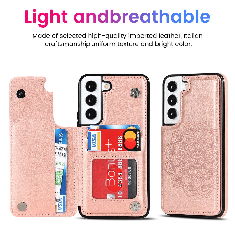 For Samsung Galaxy S22+ 5G Double Buckle Mandala PU+TPU Phone Case