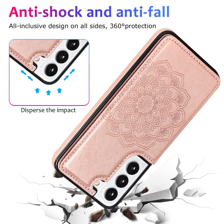 For Samsung Galaxy S22+ 5G Double Buckle Mandala PU+TPU Phone Case