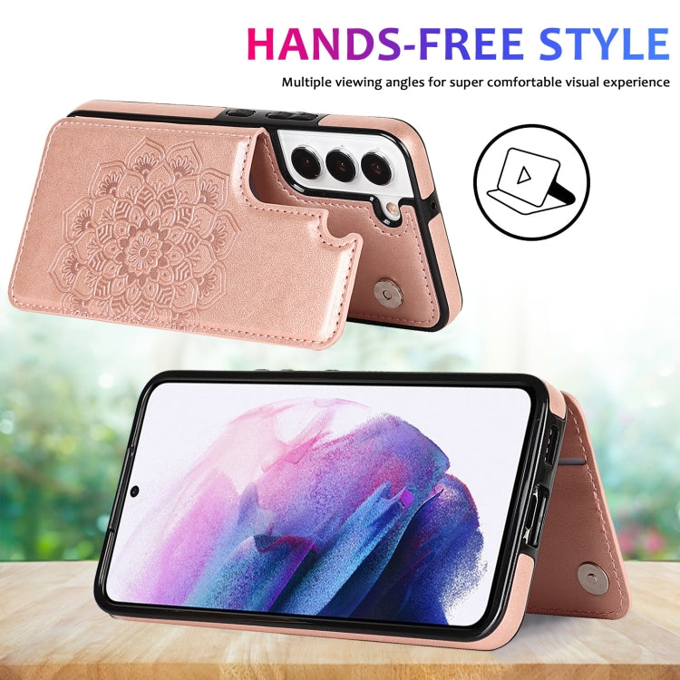 For Samsung Galaxy S22+ 5G Double Buckle Mandala PU+TPU Phone Case