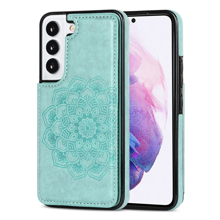 For Samsung Galaxy S22+ 5G Double Buckle Mandala PU+TPU Phone Case