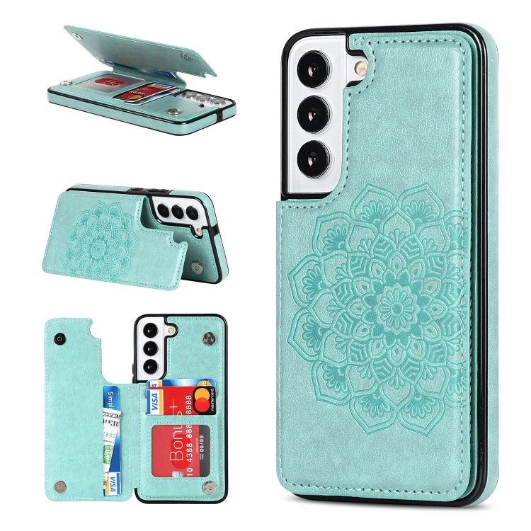 For Samsung Galaxy S22+ 5G Double Buckle Mandala PU+TPU Phone Case