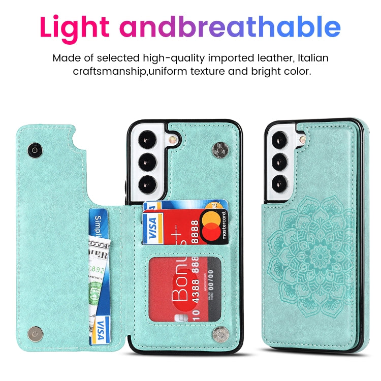 For Samsung Galaxy S22+ 5G Double Buckle Mandala PU+TPU Phone Case