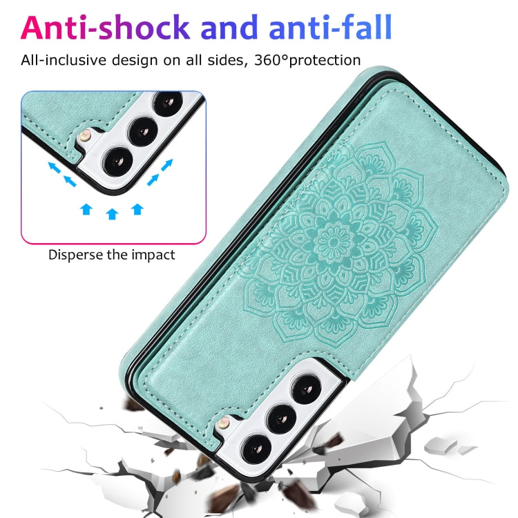 For Samsung Galaxy S22+ 5G Double Buckle Mandala PU+TPU Phone Case