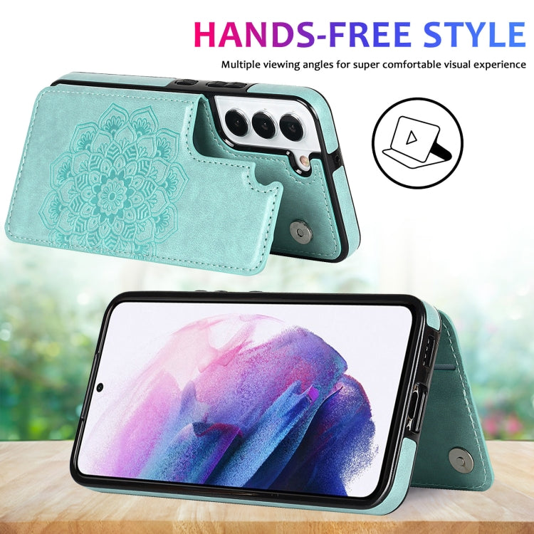 For Samsung Galaxy S22+ 5G Double Buckle Mandala PU+TPU Phone Case