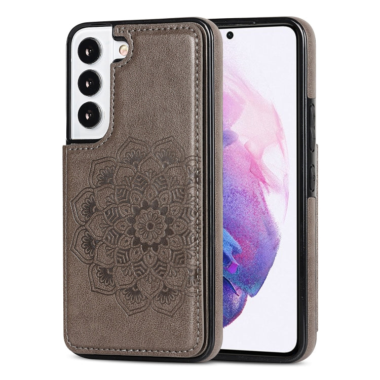 For Samsung Galaxy S22+ 5G Double Buckle Mandala PU+TPU Phone Case