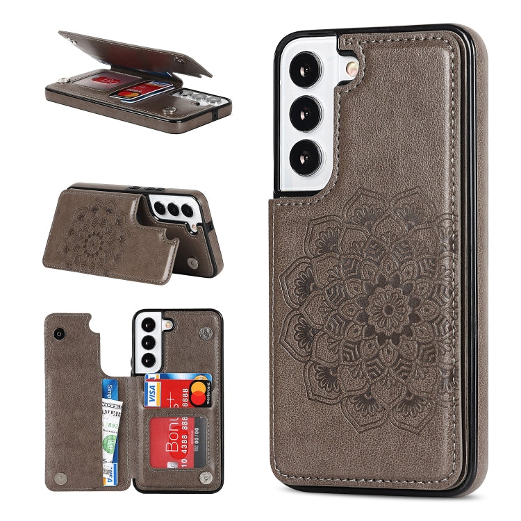 For Samsung Galaxy S22+ 5G Double Buckle Mandala PU+TPU Phone Case