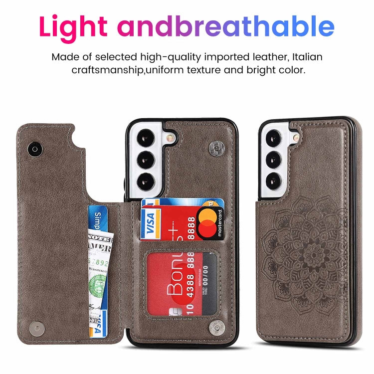 For Samsung Galaxy S22+ 5G Double Buckle Mandala PU+TPU Phone Case