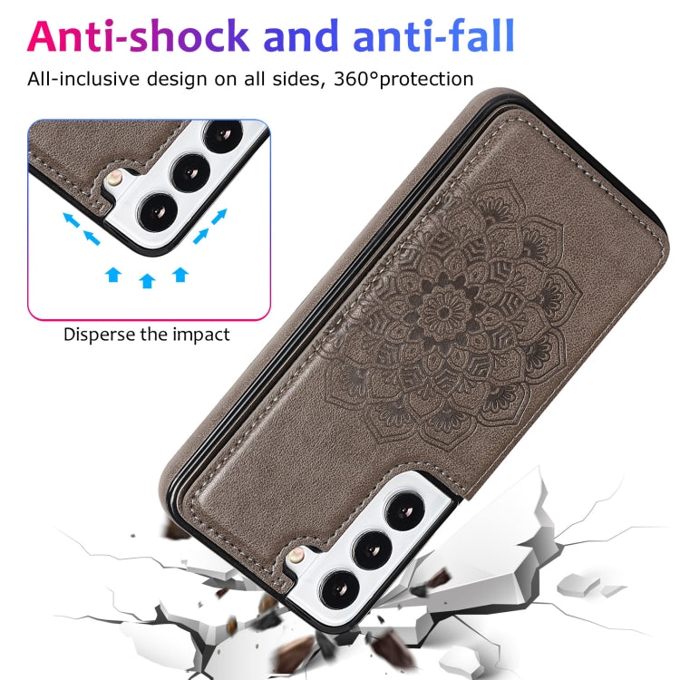 For Samsung Galaxy S22+ 5G Double Buckle Mandala PU+TPU Phone Case