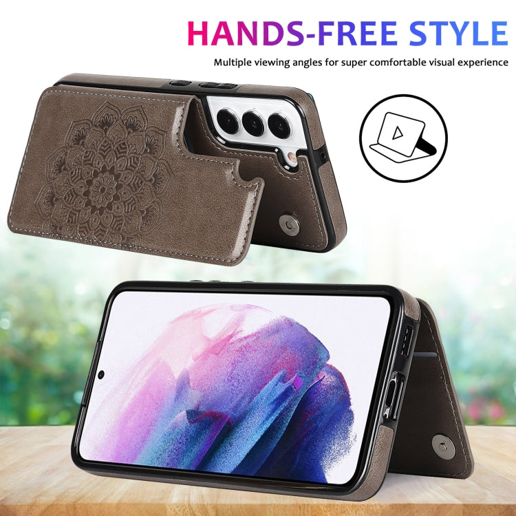 For Samsung Galaxy S22+ 5G Double Buckle Mandala PU+TPU Phone Case